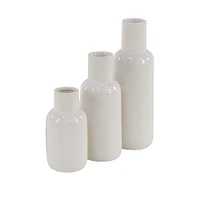 White Stoneware Coastal Style Vase Set