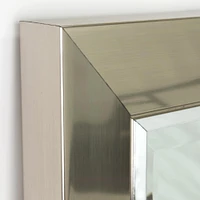 Head West Brushed Nickel With Chrome Inner Lip Beveled 27.5" x 33.5" Framed Accent Vanity Mirror