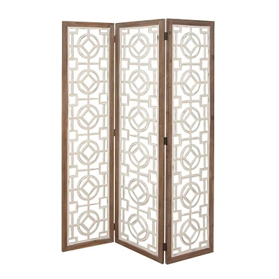 White Wood Farmhouse Room Divider Screen, 72" x 54" x 1"