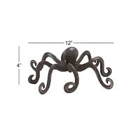 12" Black Metal Coastal Octopus Sculpture