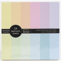 Memory Box Glitter Paper Pad 6"X6" 24/Pkg-Delicate Pastel