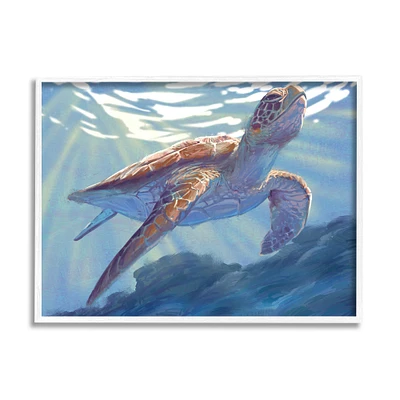 Stupell Industries Deep Ocean Sea Turtle Framed Giclee Art