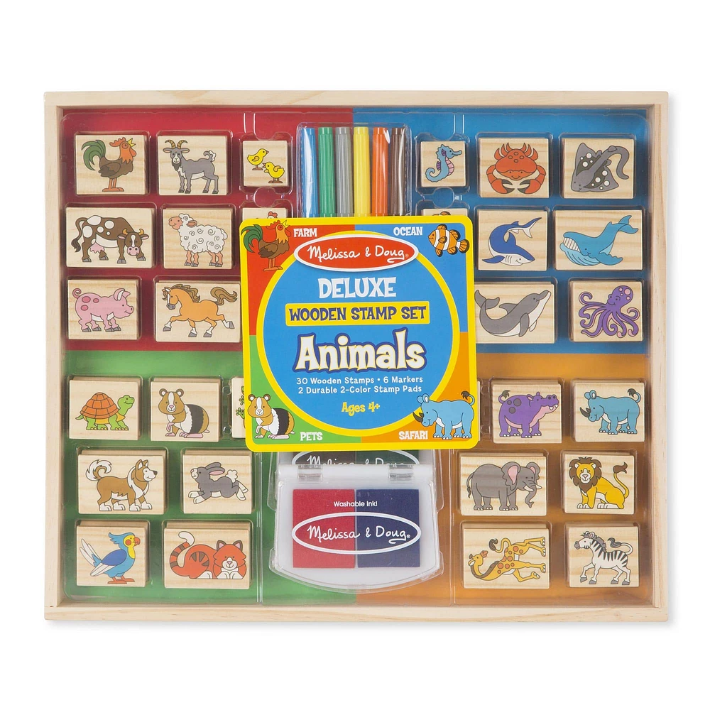 Melissa & Doug® Animals Deluxe Wooden Stamp Set