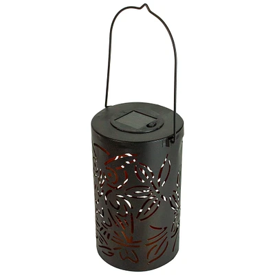 8" Black Owl Outdoor Solar Lantern with Handle