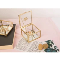 Home Details Gold Vintage Laced Glass Square Keepsake Box