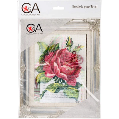 Collection D'Art Red Rose Stamped Needlepoint Kit