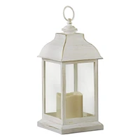 Kate Aspen Manchester LED Vintage Decorative Distressed White Lantern