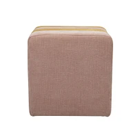 18" Modern Square Fabric Upholstered Striped Pouf