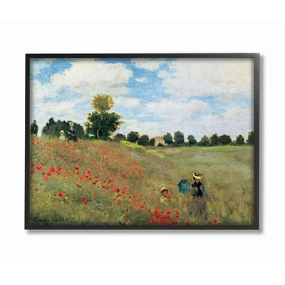 Stupell Industries The Poppy Field by Monet Classic Painting in Black Frame