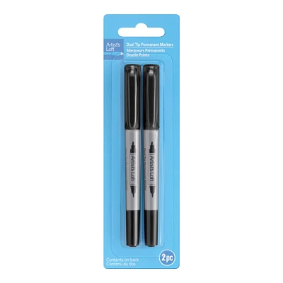 Black Dual Tip Permanent Markers, 2ct. by Artist's Loft™