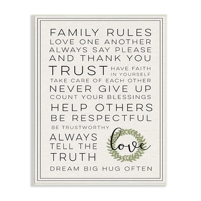 Stupell Industries Family Rules Love Dream Often Wood Wall Plaque