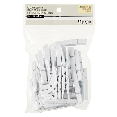 12 Packs: 30 ct. (360 total) White Medium Clothespin Embellishments by Recollections™