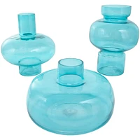 Blue Glass Rounded Vase Set