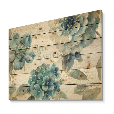 Designart - My Greenhouse Cottage Flowers I - Farmhouse Print on Natural Pine Wood