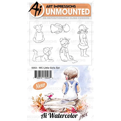Art Impressions Little Girls Watercolor Cling Rubber Stamps Set