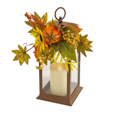 14" Harvest Lantern Decoration with LED Candle