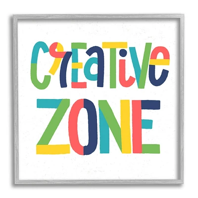 Stupell Industries Creative Zone Kids' Motivational Phrase Vibrant Playful Typography Framed Wall Art