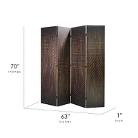 American Art Decor™ 6ft. Double-Sided 4-Panel Walnut Slat Wood Pattern Print Canvas Room Divider