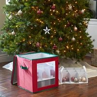 Household Essentials Red & Green Ornament Storage Box with Window