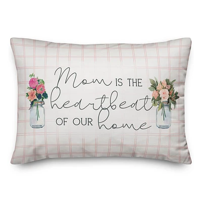 Mom is the Heartbeat of our Home Lumbar Throw Pillow