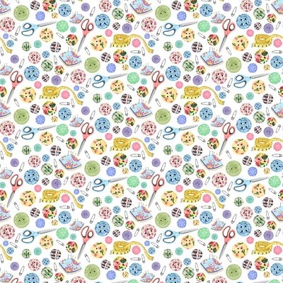Springs Creative Buttons Toss Cotton Fabric
