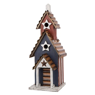 Glitzhome® 24" Rustic Wooden Patriotic Birdhouse