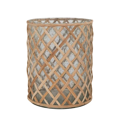 Hello Honey® 11" Rattan Wrapped Recycled Glass Hurricane Vase