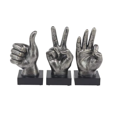 The Novogratz Silver Polystone Traditional Hand Sculpture Set