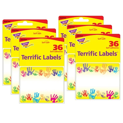 Trend Enterprises® Rainbow Handprints Terrific Labels™, 6 Packs of 36