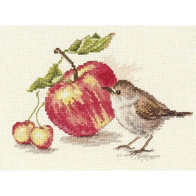 Alisa Bird And An Apple Cross Stitch Kit