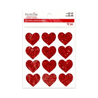 Valentine's Day Chunky Glitter Heart Stickers by Recollections