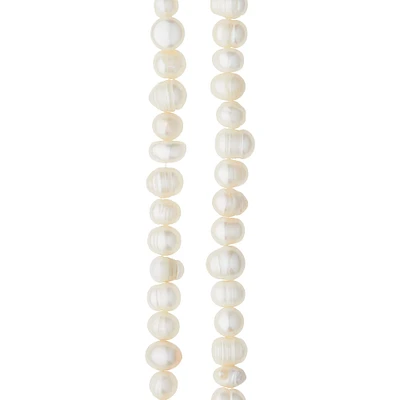 White Pearl Rondelle Beads, 8mm by Bead Landing™