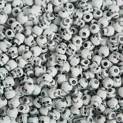 The Beadery® White Plastic Skull Pony Beads, 10mm