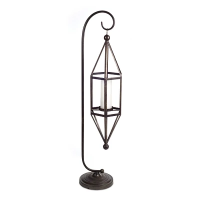 45.5'' Antique Brown Metal Hanging Lantern with Stand