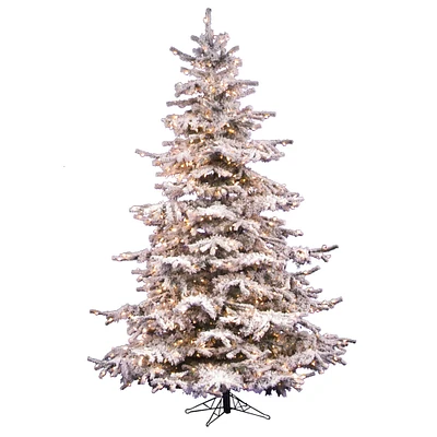 6.5ft. Pre-Lit Flocked Sierra Fir Artificial Christmas Tree, Clear Lights
