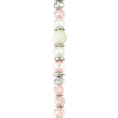 12 Pack: Pink & White Glass Round Beads Mix by Bead Landing™