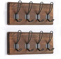 NEX™ Wall-Mounted 4-Hook Rustic Wood Coat Rack, 2ct.