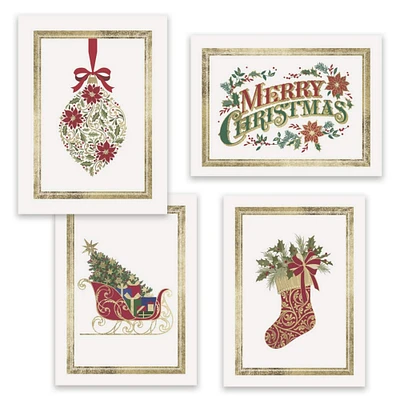 JAM Paper Holiday Traditions Assortment Christmas Cards & Envelopes Set, 16ct.