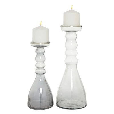 The Novogratz Glass Contemporary Candle Holder Set
