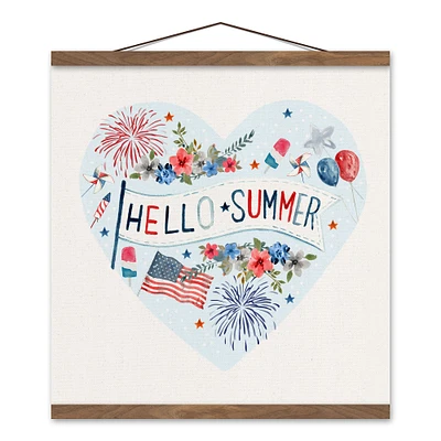 Hello Summer Icons Teak Hanging Canvas