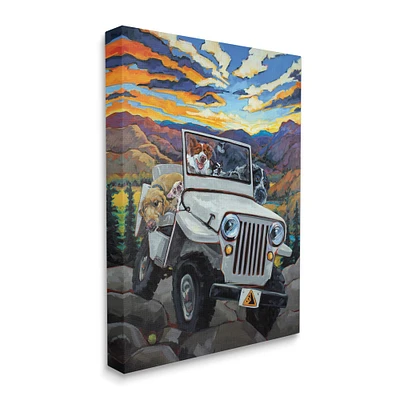 Stupell Industries Dogs Off-Roading Desert Drive Mountain Sunset Canvas Wall Art