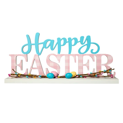 Glitzhome® 15.75" Easter Wooden "Happy Easter" Table Décor