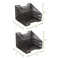 Mind Reader 2 Pack Black 3-Tiered Desk Organizer Tray