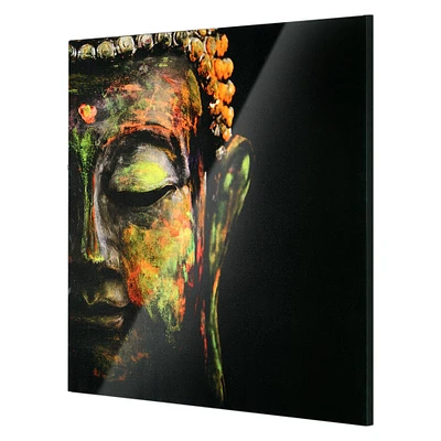 Colorful Buddha Face Glossy Lacquer Wall Art