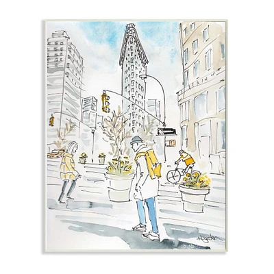 Stupell Industries Watercolor City People Wooden Wall Plaque