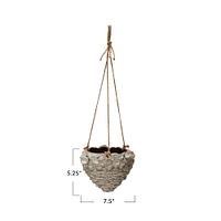 7.5" Ivory Hanging Stoneware Seashell Planter with Rope