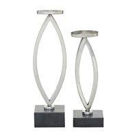 Silver Stainless Steel Candle Holder Set