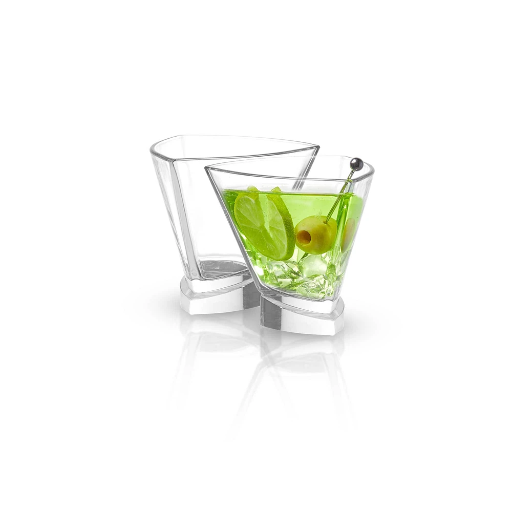 JoyJolt® 7.2oz. Aqua Vitae Triangle Off Base Martini Glasses, 2ct.