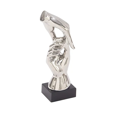 13" Silver Abstract Hand Sculpture