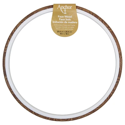 12 Pack: Anchor® 10" Faux Wood Round Embroidery Hoop & Frame